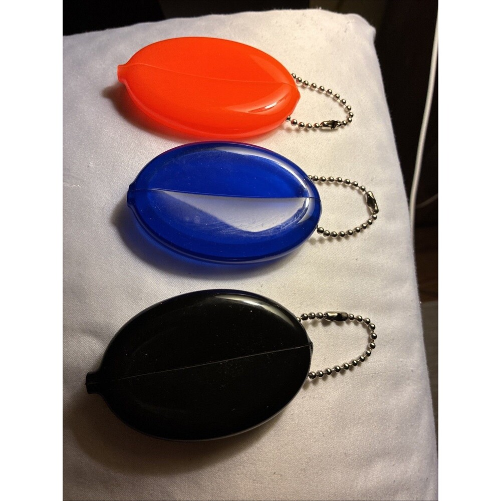 Oval Squeeze Coin Purse 2x3 Inches Lot Of 3 Portable Rubber Coin Holder